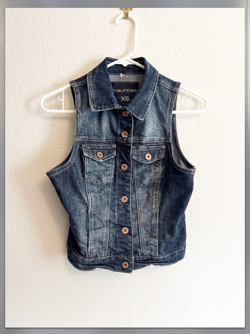 Maurices Dark Blue Washed Denim Vest